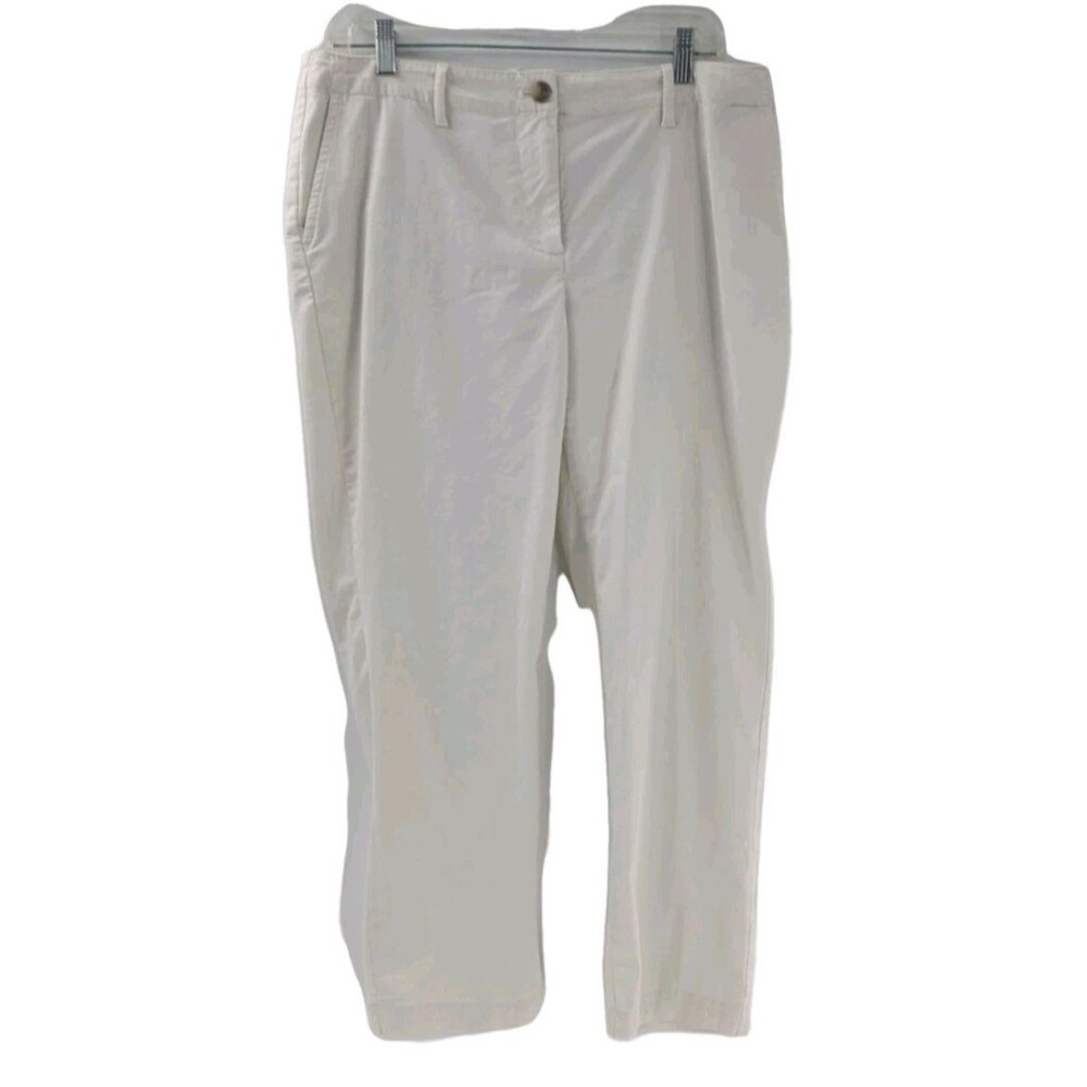 J Jill Ivory Straight Leg Mid Rise Lightweight Cotton Blend Pants Size 12 34x26